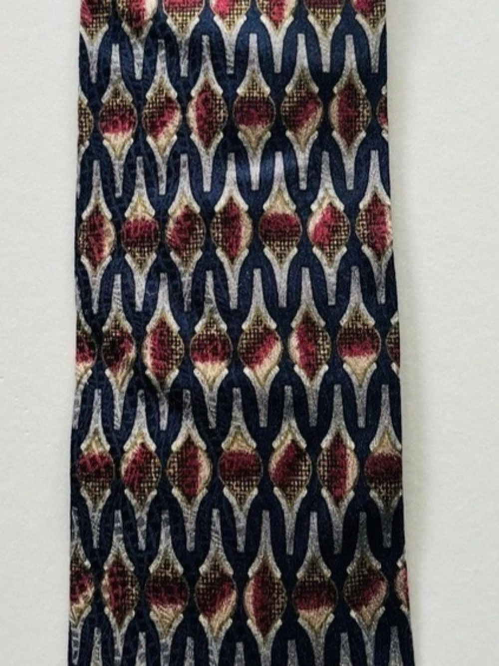 PAVIA Geometric Pattern Silk Tie Blue & Red